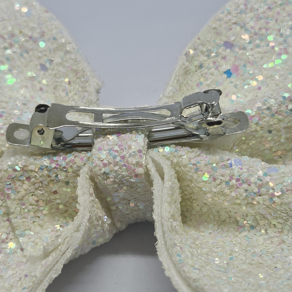 White Glittery Hair Bow - Picture 2 of 3